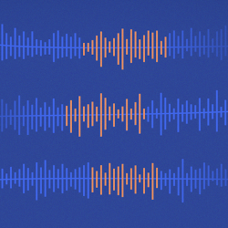 blue speech waves with middle of wave highlighted orange. 