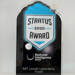 This is a photo of the Stratus Award trophy presented to Lincoln Laboratory for TRACER