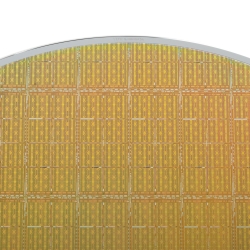 A silicon wafer containing chips designed to test cooling systems.