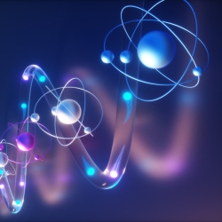 an illustration of photons moving through space