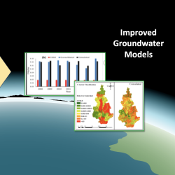 an illustration showing earth from space, with a drone, graphs showing data collection, and improved models overlaid on top.