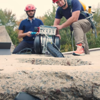 The SPROUT team tests the robot's ability to move through difficult rubble space.