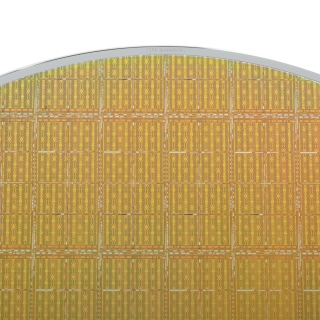 A silicon wafer containing chips designed to test cooling systems.