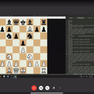 Computer screen showing coding for a chess game