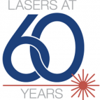 a logo that says "Laser at 60 Years" in blue lettering with a red laser underlining 60. 