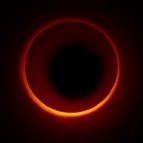 A simulated image of a black hole's photon ring.