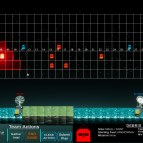 A screenshot of the game interface shows the blue team using a ground asset to analyze one of the red team's satellite's activity.  